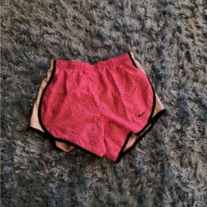 Nike : Girls Large Pink, Black, And White Polka Dot Dri-Fit Shorts